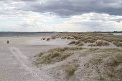 Písečné duny, moře a most do Švédska
